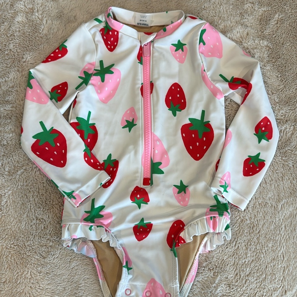 18-24M strawberry print rashguard bathing suit